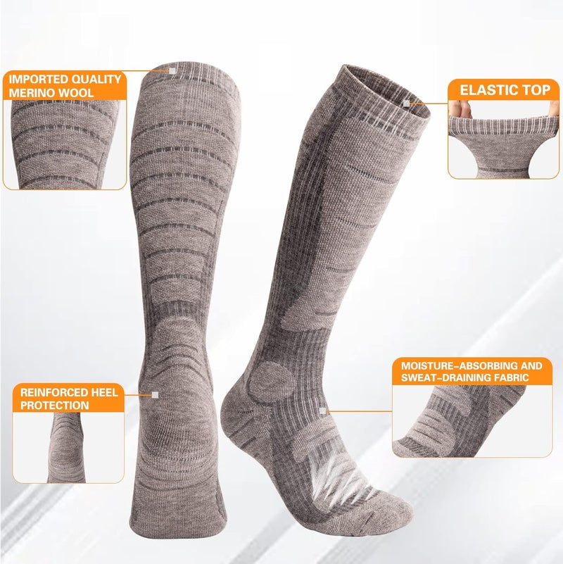NOVAYARD Merino Wool Ski Socks Thermal Knee High Winter Snowboarding Socks for Men & Women 2 Pairs - Image 3